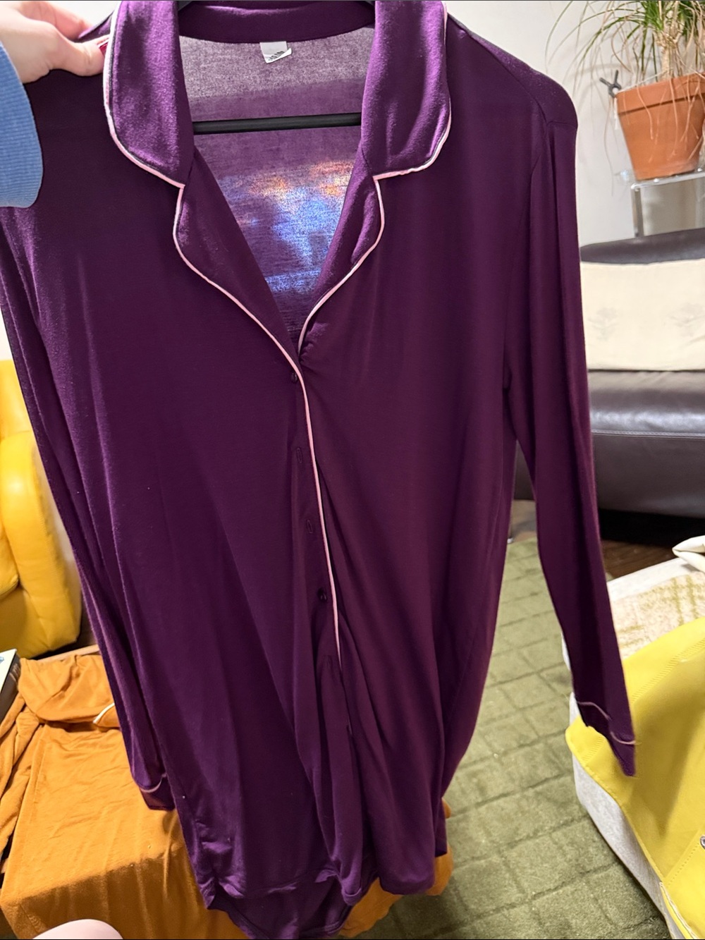 Cozy Long Sleeve Pajama-Style Top sz S